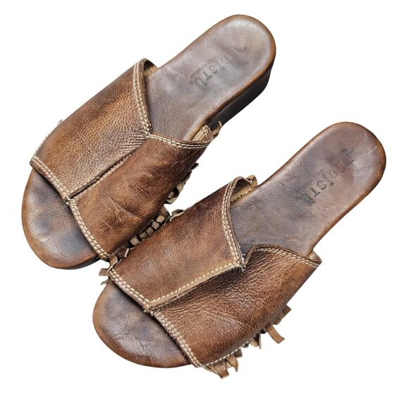 Bed Stu Fairlee Sandals Womens Brown Leather Platform Fringe Boho Western Comfy - Picture 2 of 6